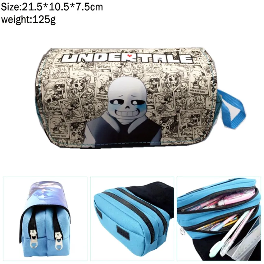 Чехол для карандашей с изображением игры Undertale Sans, Студенческая сумка на молнии, переносная дорожная сумка для макияжа, мультипликационные многофункциональные косметички, канцелярские товары