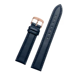 Elegant Blue Genuine Leather Watch Strap - Premium Quality Bracelet (Multiple Widths Available) - 21mm (Blue Pin rose)