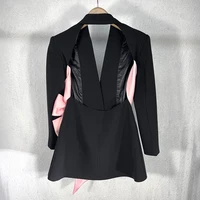 TWOTWINSTYLE Colorblock Casual damska kurtka jesienny ząbkowany z długim rękawem Patchwork diamentowa szczupła kobieta marynarka 2022 jesienna odzież 3