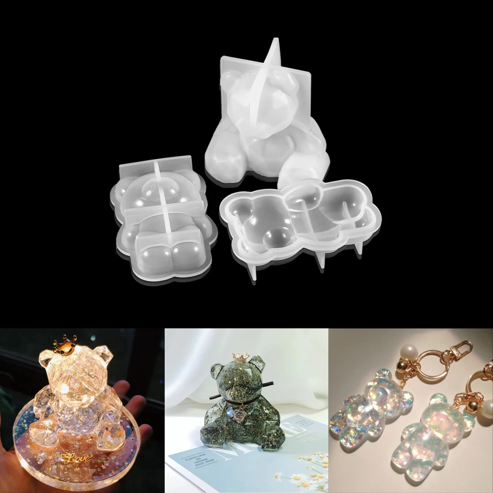 

3D силиконовая форма «Медведь» DIY Геометрия стерео медведь молд животное эпоксидная смола, форма украшение орнамент молд инструменты