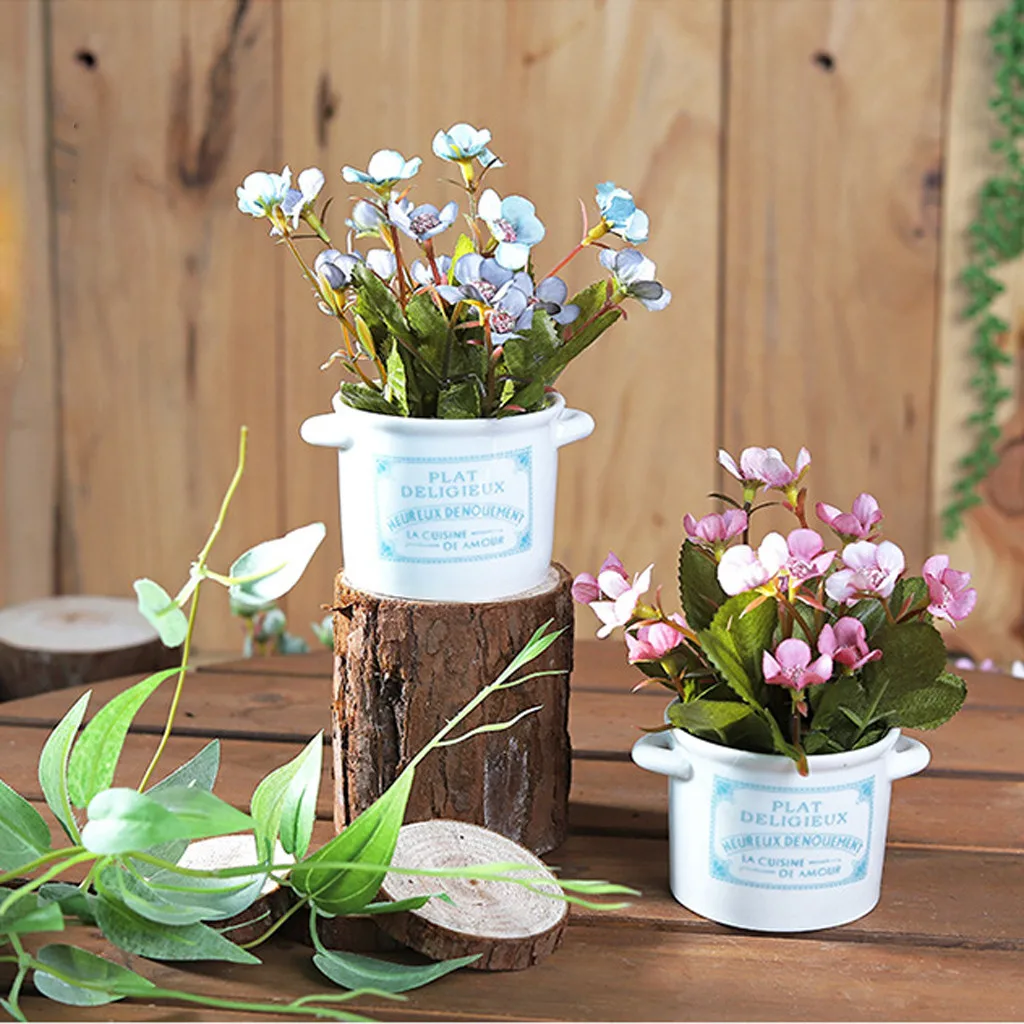 Ceramic Pots Artificial Plants Potted Living Room Desk Decorative Flowers home decoration accessories цветы bladeren#FO09