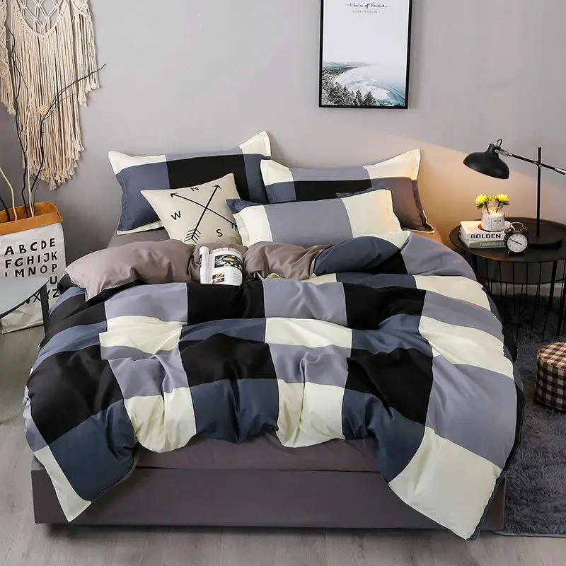 

4Pcs/Set Bedding Set Bed Textile Products Bed Set 19 Style Aloe Cotton Cute Wave Point Bed Sheet Sheet Pillowcase & Duvet Cover