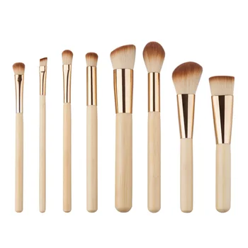 

Pro 8Pcs/set Bamboo Handle Makeup Brushes Set kits Powder Foundation Eyebrow Facial Multifunction Brushes Beauty Makeup Tool
