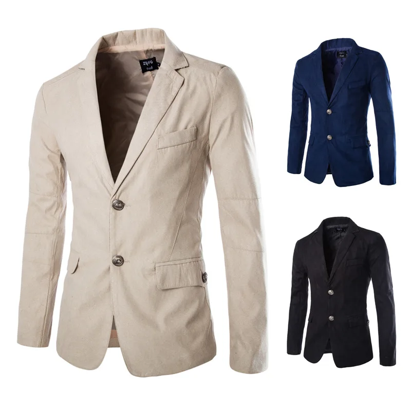 

2018 Spring And Autumn New Style Men Suede Business Casual Suit Coat Metal Buckle Slim Fit Suit Men's