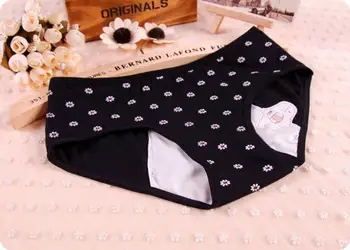 

Menstruating women's cotton floral physiology mid-waist cotton triangle sanitary leak-proof panties 30g