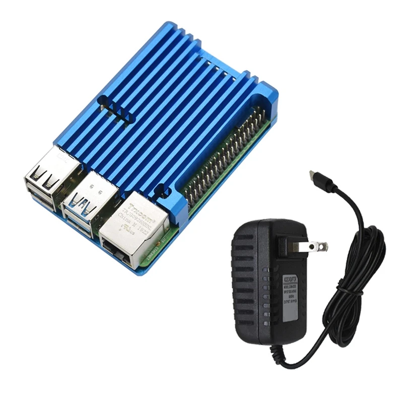 Для Raspberry Pi 4B 4G ram DIY Kit Поддержка 2,4/5,0 GHz wifi Bluetooth 5,0 с алюминиевым ЧПУ сплав защитный Синий чехол 5V 3A P