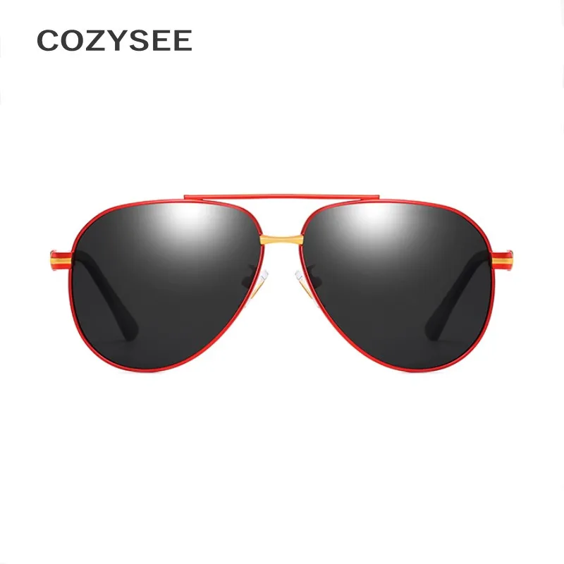 RED GREY Мужские поляризационные солнцезащитные очки унисекс UV400 для вождения, стильные поляризованные солнцезащитные очки, мужские очки - Цвет линз: RED GREY