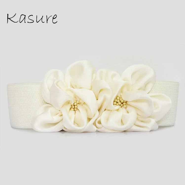 

Kasure High Elastic Ribbon Bow Wide Waist Belt Sweet Flower Waistband For Sprint Summer Skirt Dress Decoration