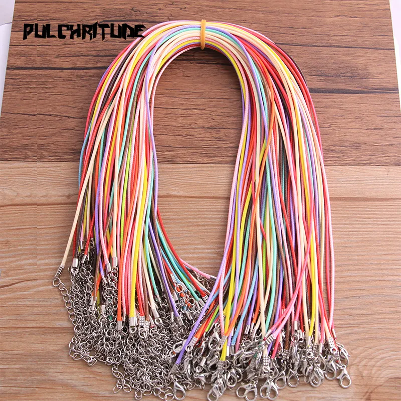 10PCS/Lot 1.5mm Black Brown Colorful Leather Cord Adjustable Braided 45cm Rope For DIY Necklace Bracelet Jewelry Making Findings