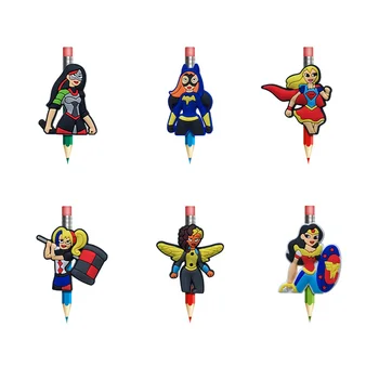 

100pcs/lot Hot Sale Super Hero Girls Cartoon Pen Caps Pencil Topper Office Stationery School Supply Straw Accessory Gift Kids