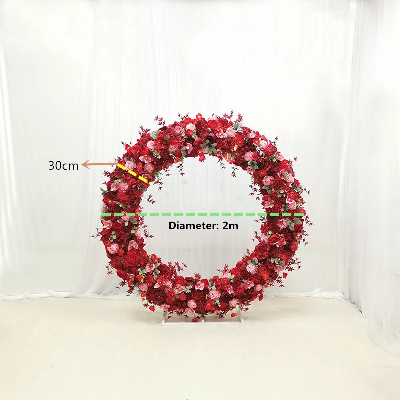 2m Garlands Свадебный круг Арка венок шелковые цветы, искусственные цветы высокого качества Настенный декор осеннее украшение рамка свадебные декорации - Цвет: 2m Garlands