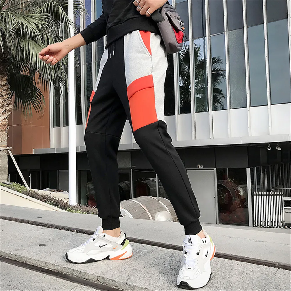 WWKK Осенняя эластичная одежда Esistant Joggers Pant Мужская мода широкие ноги спортивные шаровары Свободные шнурок одежда эластичный мужской