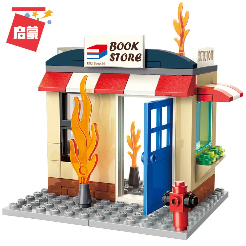 ENLIGHTEN-City-Police-Firefighter-Fire-Station-Bookstore-firefighting-Rescue-Building-Blocks-Sets-Kids-Kits-Toys-Compatible