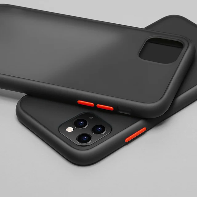 Mint Simple Matte Bumper Phone Case for iphone 11 Pro XR X XS Max 12 13 6 8 7 Plus Shockproof Soft TPU Silicone Clear Case Cover Black