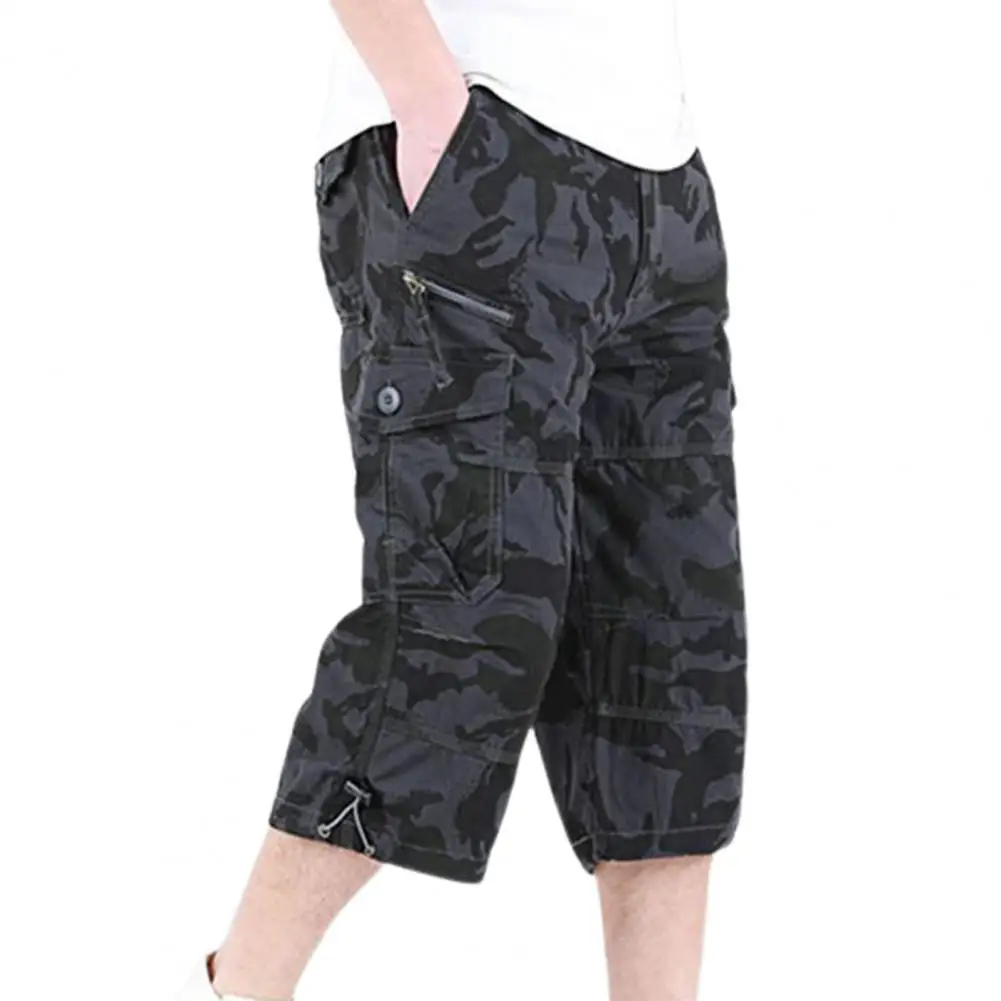 Long Length Cargo Shorts Men Summer Casual Cotton Multi Pockets Hot Breeches Cropped Trousers Camouflage Shorts 3XL