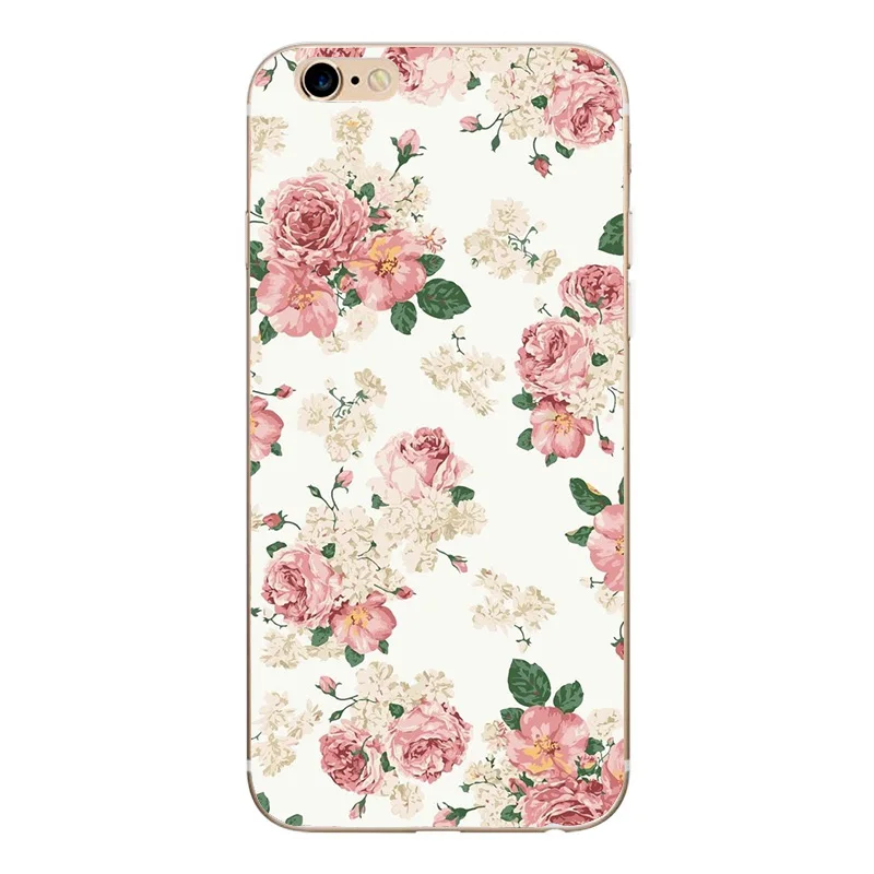 Бордовый Красивые Чехлы с цветочным принтом для iphone XS X 6 6S 7 8 Plus, мягкая защитная задняя крышка IMD для телефона, чехол, подарок для влюбленных женщин и девушек - Цвет: Бордовый