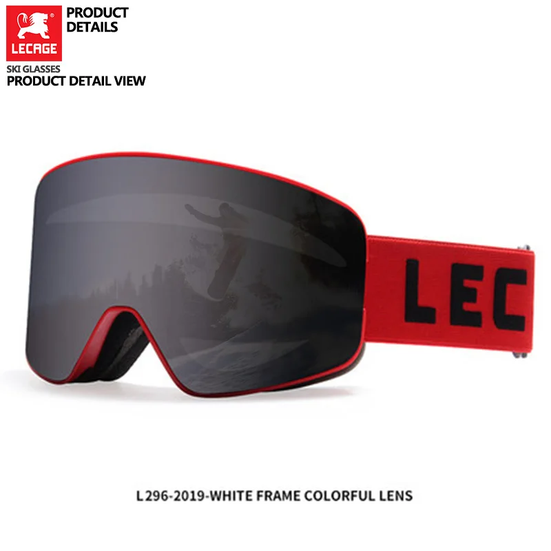 L296-C06 LECAGE очки горные лыжи Лыжные очки для детей от 5 до 15 лет, очки для сноуборда, зимние уличные защитные очки, ветрозащитная двойная противотуманная маска UV400 L296 - Цвет: L296-C06