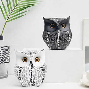 

Nordic Style Minimalist Crafts White and Black Owl Animal Home Office Decoration Living Room Ornaments Crafts