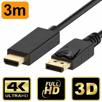 

New 4K Displayport 1.2 DP Male to HDMI Female 1080P Converter Adapter Cable for PC Laptop Black Audio Connector Cables 3M