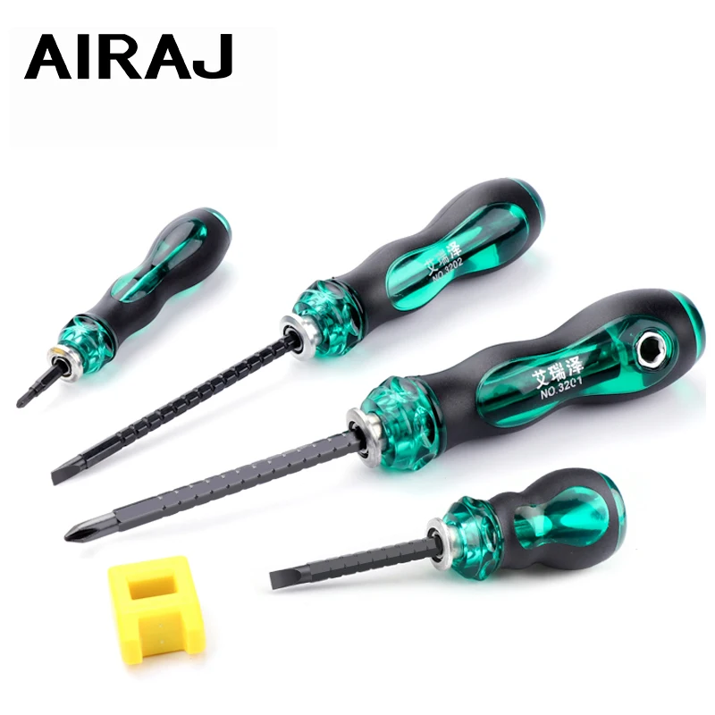 

AIRAJ Telescopic Dual-purpose Screwdriver with a Cross/Short Handle/Long Handle Multi-function Screwdriver, Gift Plus Magnet