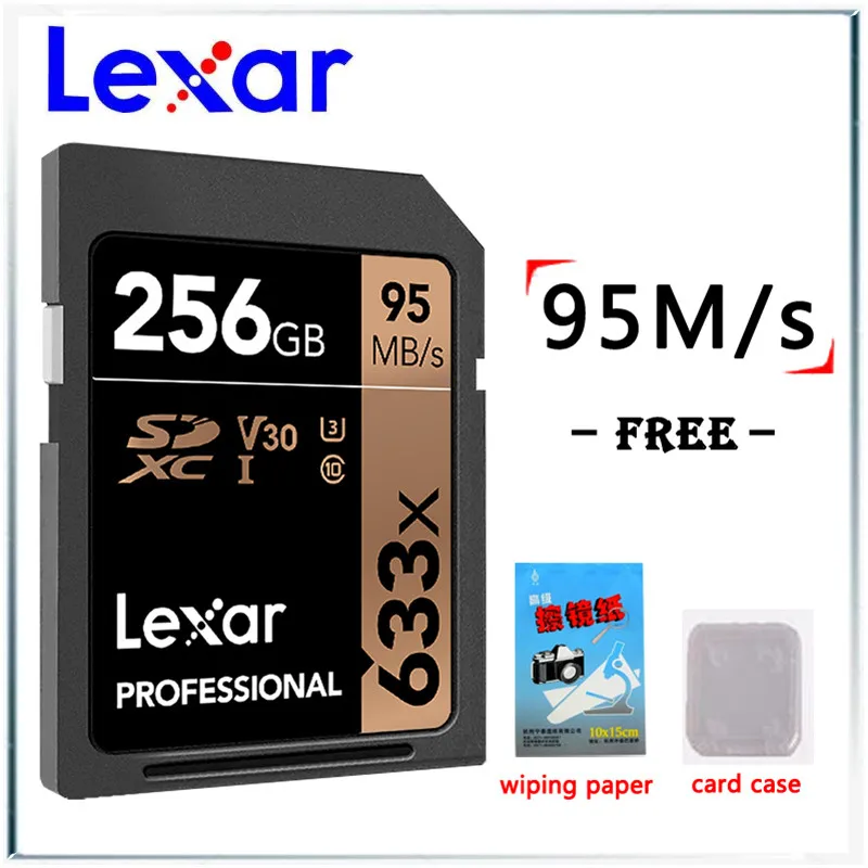 256GB Lexar натуральная 95 МБ/с. 633x16G sd-карты 64GB 32GB 128 ГБ флеш карта SDHC/SDXC U3 Class 10 флэш карты памяти SD карты для DSLR HD видео карта - Емкость: 256GB