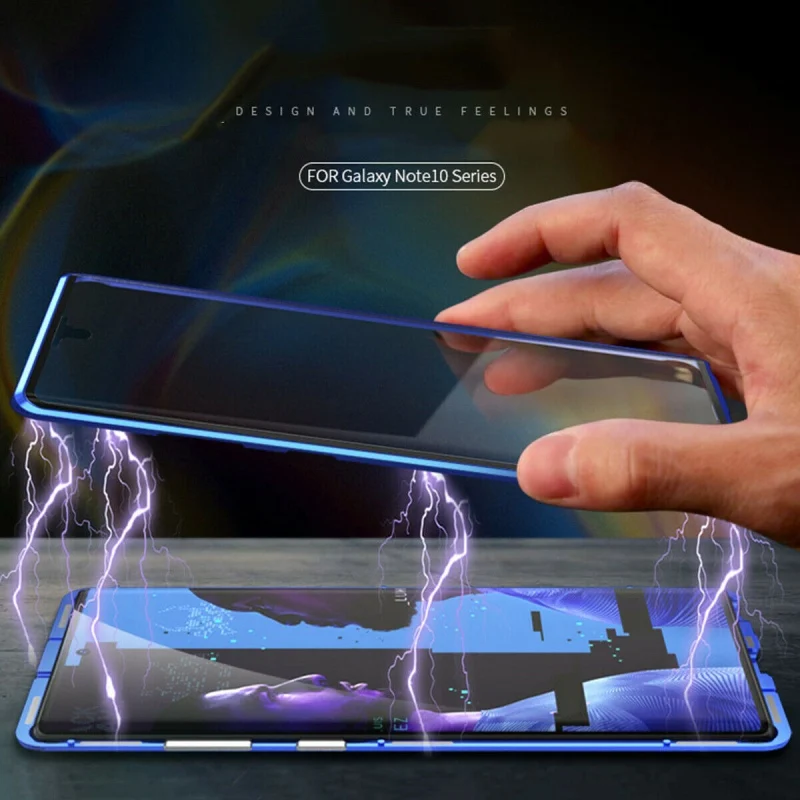 Для samsung Galaxy Note 10 Plus Магнитный поглощающий Передний+ задний стеклянный противоударный пылезащитный чехол