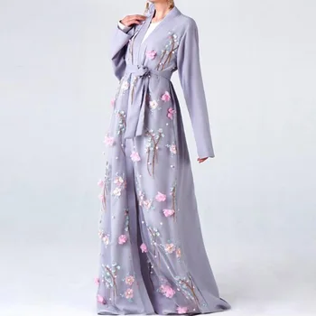 

Open Abaya Dubai Turkey Muslim Hijab Dress Floral Embroidery Kimono Cardigan Caftan Marocain Islam Clothing Ramadan Abayas Robes