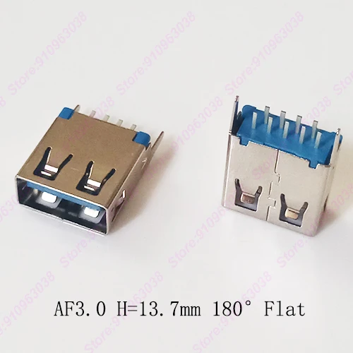 

10/20pieces USB 3.0 Connector Female Socket 180° Straight Feet AF Type For Computer,Laptop,Notebook L=13.7mm Flat Mouth