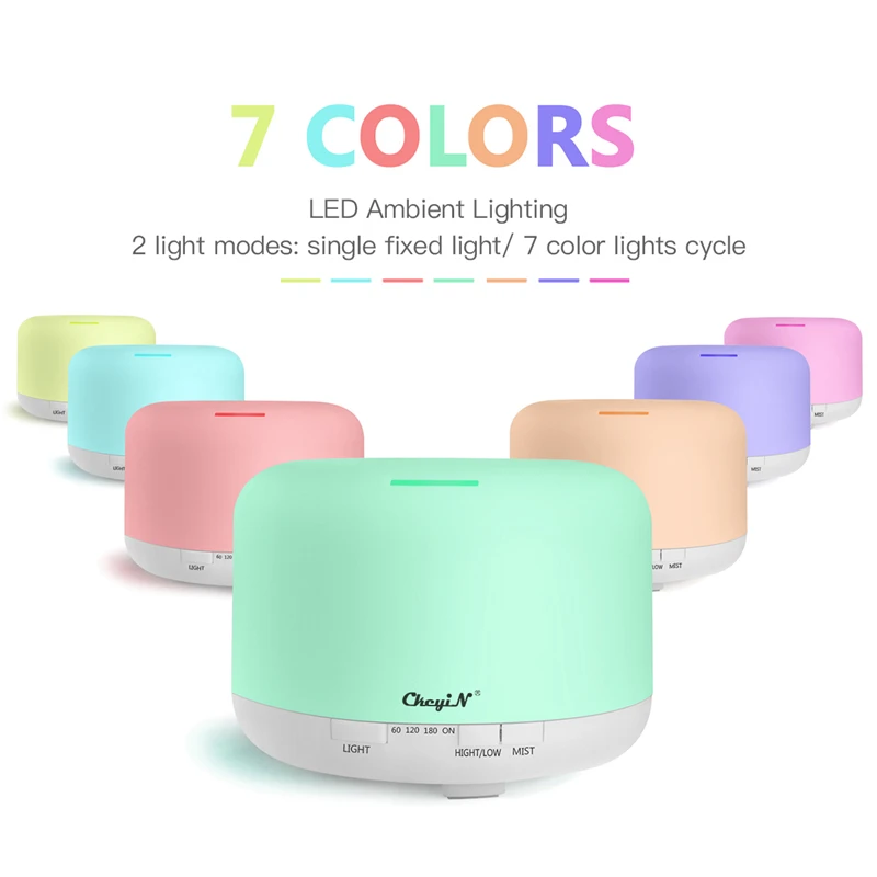 Electric Humidifier Essential Aroma Oil Diffuser Ultrasonic Air Cool Mist Humidifier With 3 Timer Remote Control 7 Color Lights
