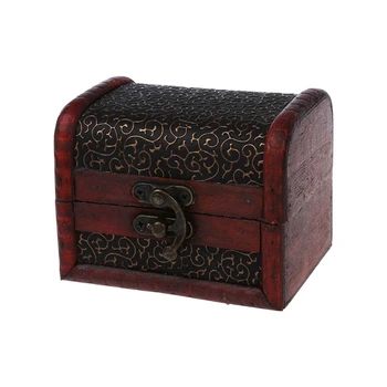 

Bronze Tone Embossed Flower Old Stye Wooden Jewelry Box Case