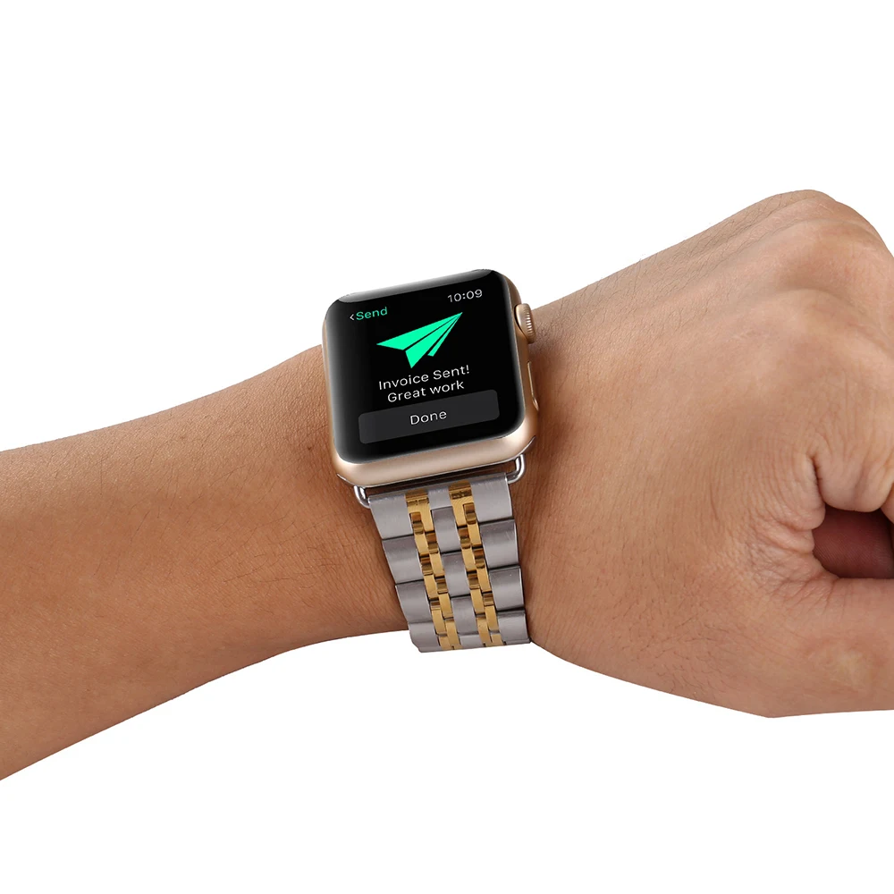 Ремешок из нержавеющей стали для Apple Watch Series 5 4 3 2 1 44 мм 40 мм сменный ремешок для iWatch ремешок 38 мм 42 мм металлический ремень