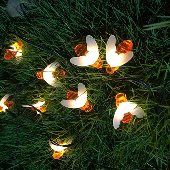 

10m String Light Solar String Honey Bee Shape Warm Light Garden Decoration Waterproof Creative Tree Haning Lights