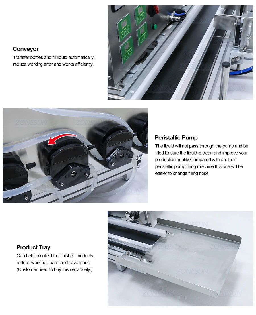 ZONESUN ZS-DTPP4B Automatic 4 Nozzles Peristaltic Pump Liquid Filling Machine