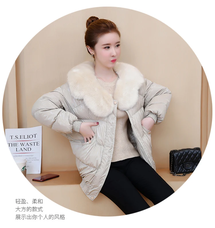 6636# одежда с хлопковой подкладкой для фотосессии Женская короткая одежда с большим меховым воротником в Корейском стиле INS модная универсальная одежда для студентов в студенческом стиле