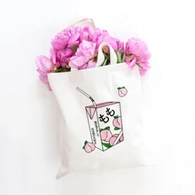 Harajuku Ulzzang Peach Juice Japanses большая Холщовая Сумка на плечо, винтажные забавные модные повседневные сумки, Студенческая сумка для книг