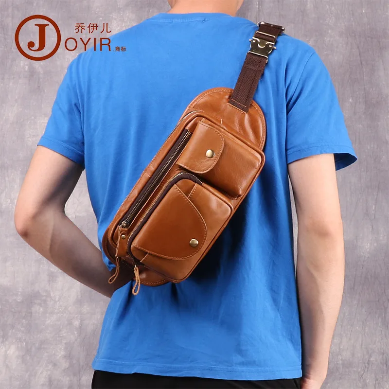 

Men Chest Pack Casual Retro MEN'S Real-leather Bag Multi-functional Outdoor Sports Mobile Phone Waist Bag Crossbody Bag Men's