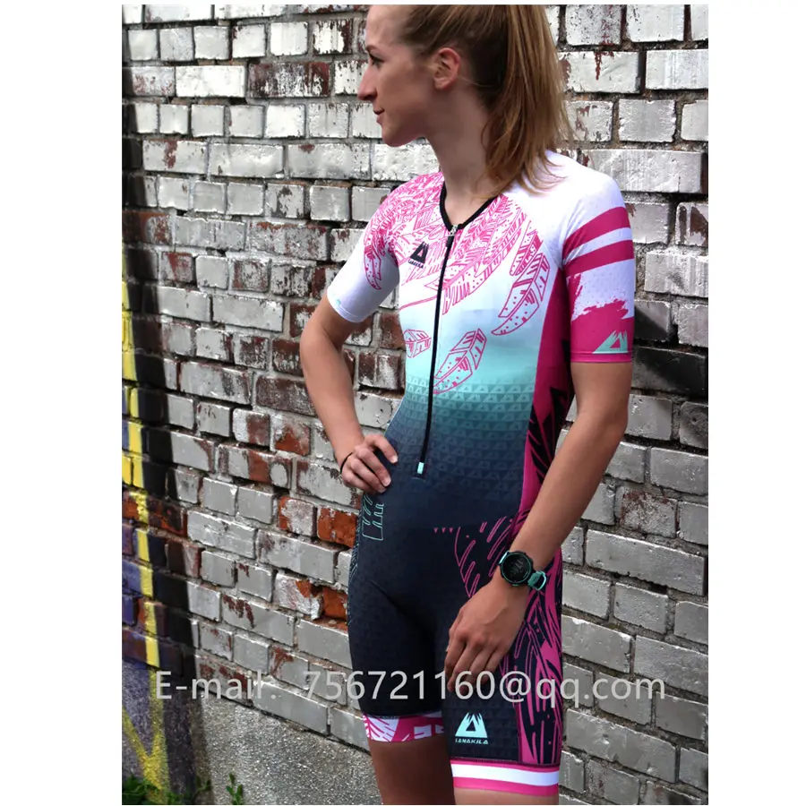 Многоцветный LANAKILA pro team летний женский костюм с коротким рукавом для триатлона, ciclismo mujer Быстросохнущий Комплект Джерси для улицы - Цвет: Многоцветный