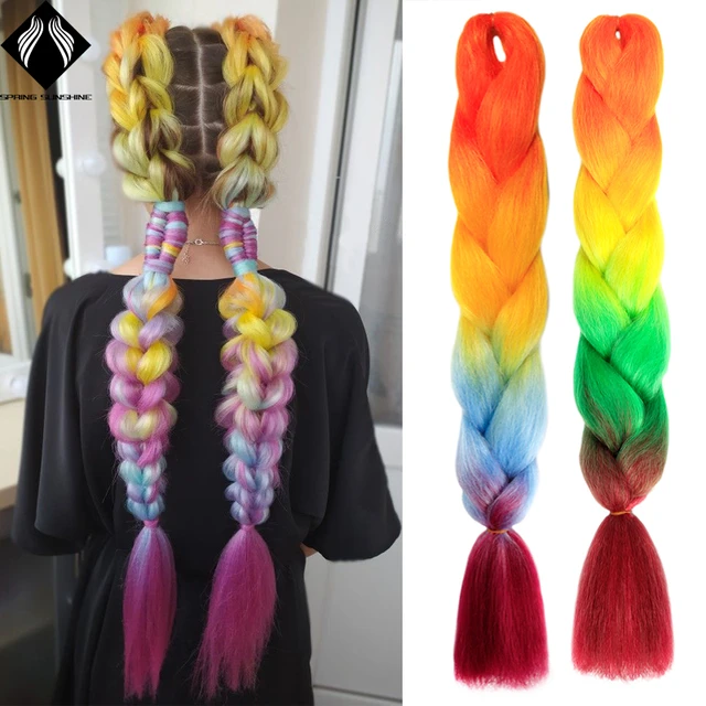 Braid Hair Blonde Pink Purple  Ombre Purple Jumbo Braid Hair -  24”synthetic Braiding - Aliexpress