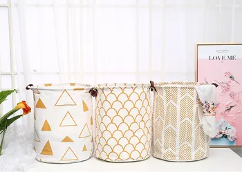 

Nordic receive barrels of household cotton and linen cloth leather handle children's toys to receive laundry basket basket