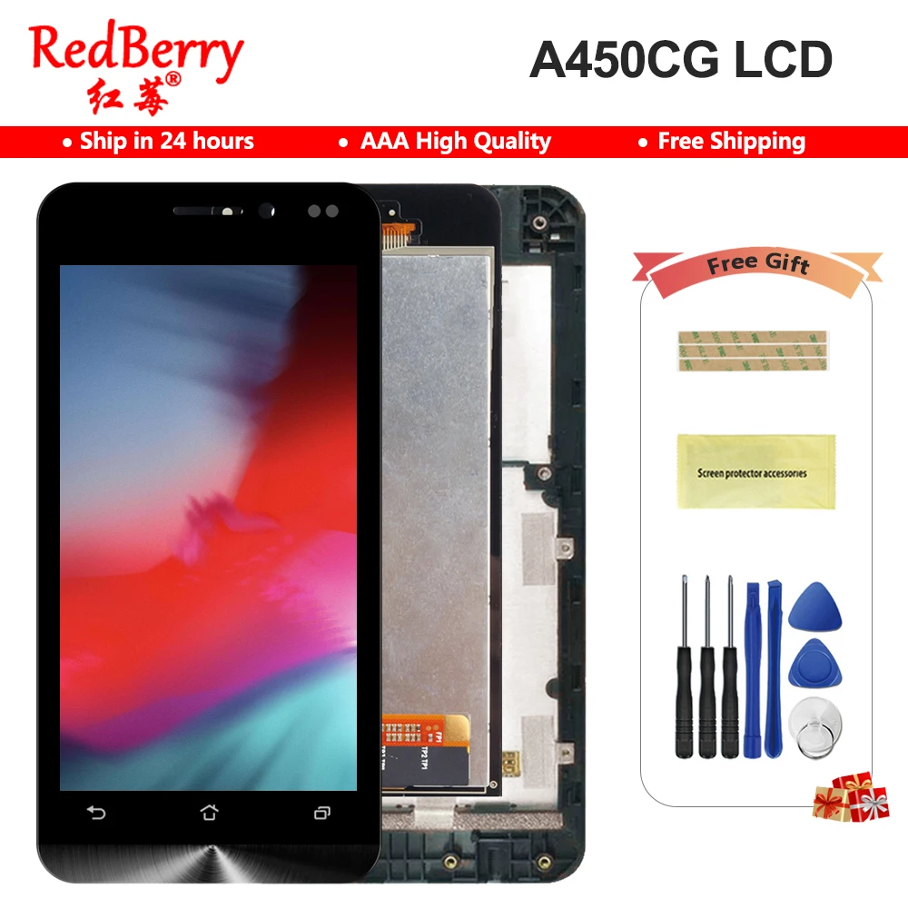 Черный Сменный ЖК-дисплей 4 5 дюйма для Asus Zenfone A450CG сенсорный экран с рамкой и