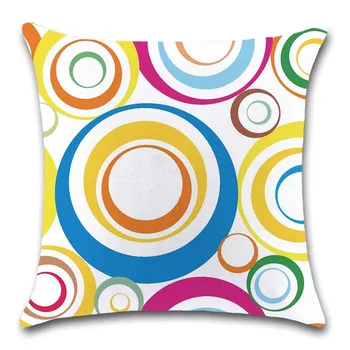 

Geometric colorful print soft white Cushion Cover Decorative sweet Home sofa seat friend children's bedroom gift pillowcase