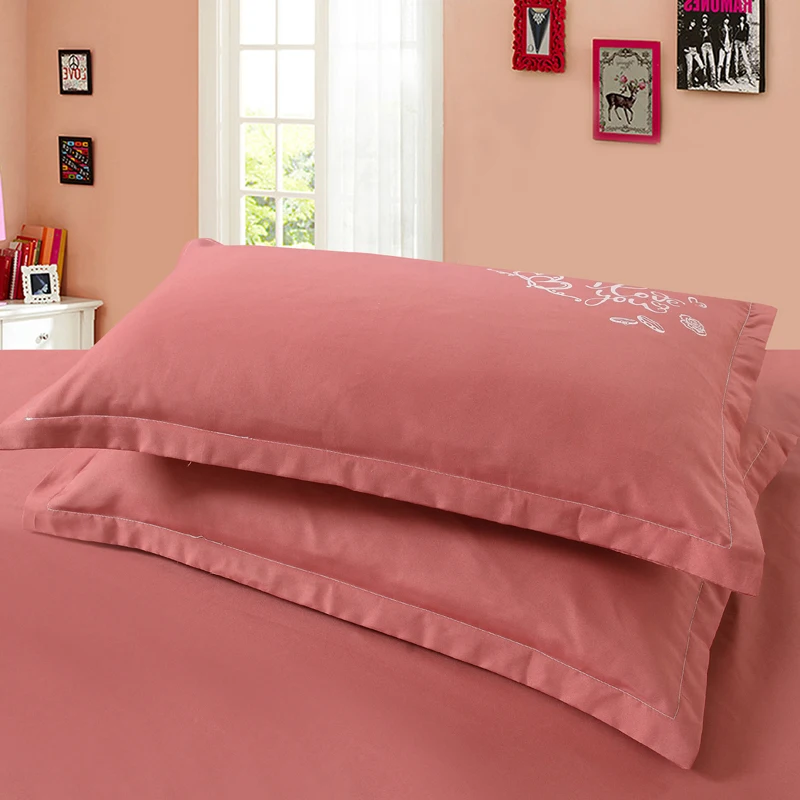 2pcs 48x74cm Solid Color Cotton pillowcase Brief Style printed Pillow Case Cover For Bedroom Use