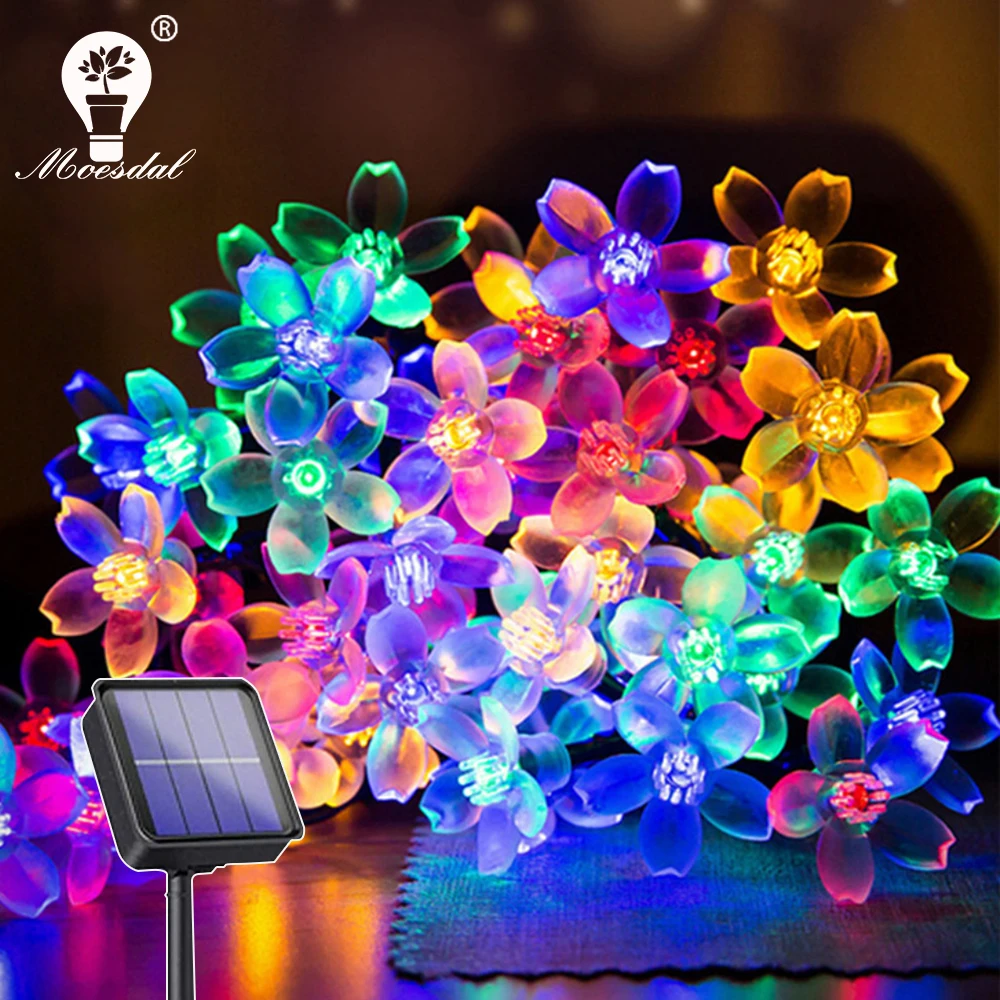 Solar Garland Light 5M7M12M LED Peach Lantern String Fairy Light Waterproof Outdoor Home Garden Christmas Solar Decorative Light