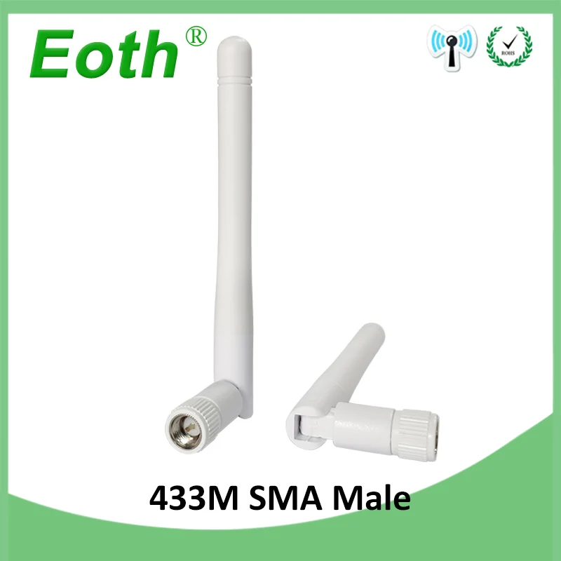 EOTH 2pcs 433mhz antenna 3dbi sma male lora antene pbx iot module lorawan signal receiver antena high gain