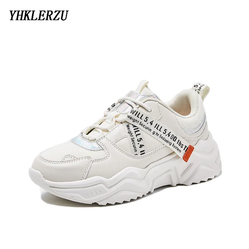 YHKLERZU/Новинка года; весенние женские кроссовки на платформе; модные удобные женские кроссовки на шнуровке; женская обувь