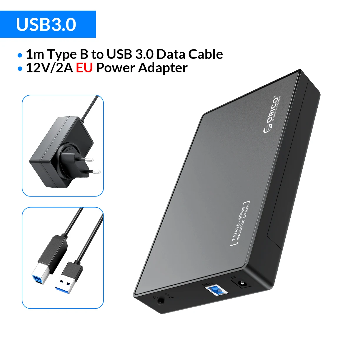 ORICO 3.5 inch External Hard Drive Enclosure SATA to USB 3.0 HDD Case with 12V/2A Power Adapter Support 16TB UASP Tool free 3.5 hdd external case usb 3.0 HDD Box Enclosures