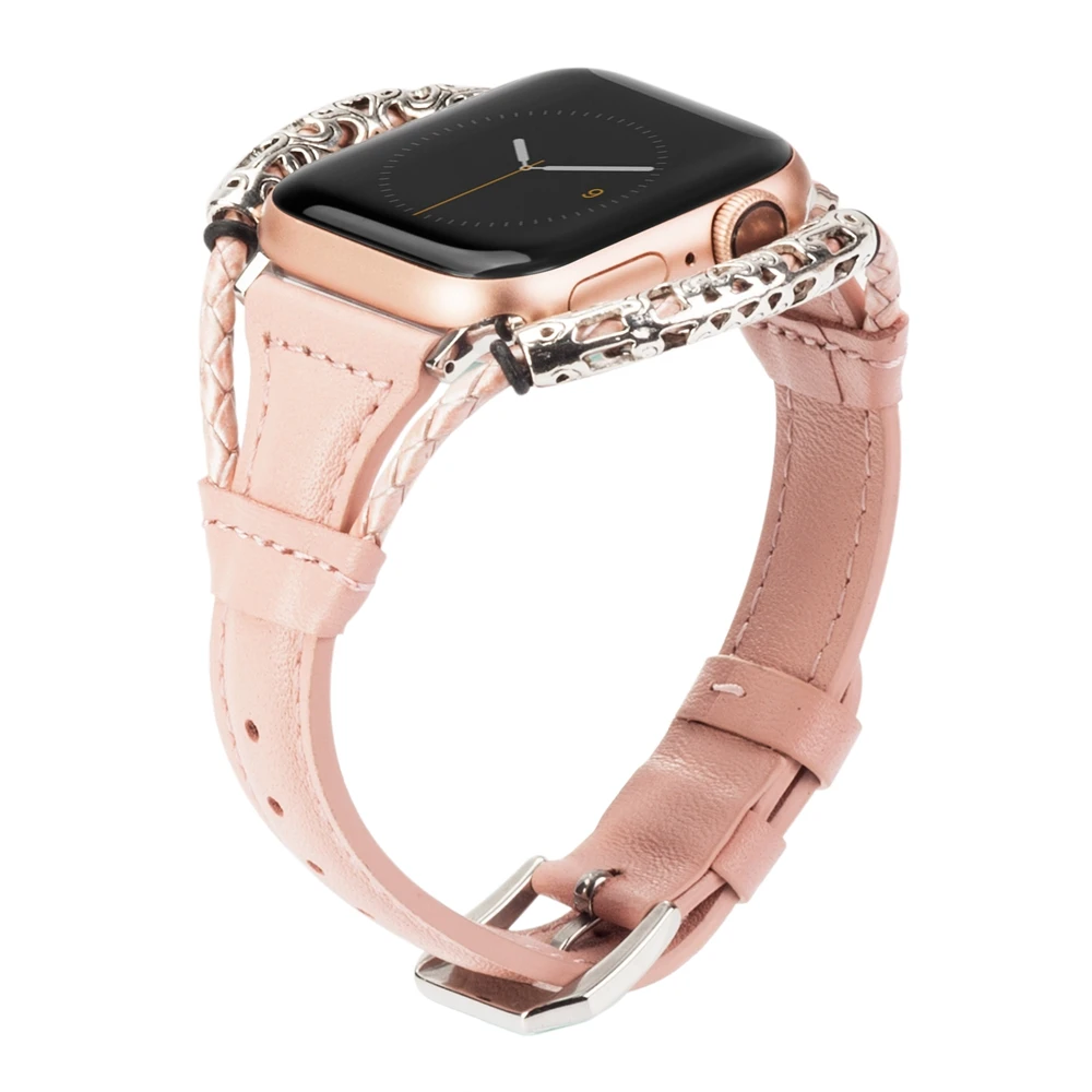 RPink Старинный ремешок для Apple Watch Band кожаный 38 мм 44 мм 40 мм 42 мм сменный ремешок из натуральной кожи для iwatch 5/4/3/2/1 - Цвет ремешка: RPink