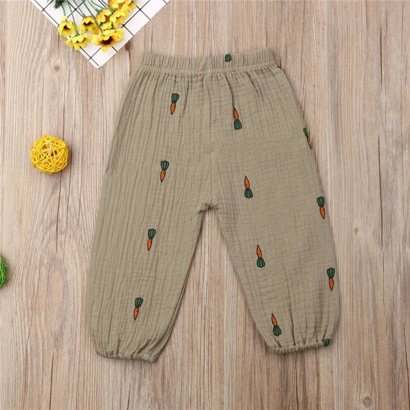 Khaki Carrot Штаны унисекс для маленьких мальчиков и девочек коллекция года, весенне-осенние длинные штаны в горошек с рисунком вишни и морковки для новорожденных и детей ясельного возраста штаны, От 6 месяцев до 3 лет - Цвет: Khaki Carrot
