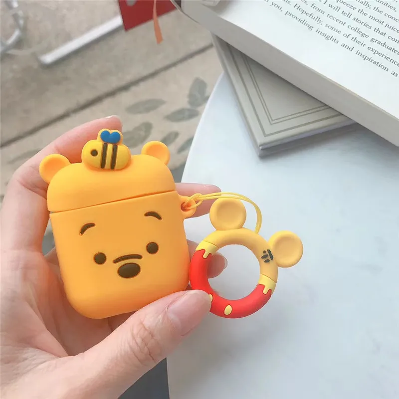 Для Apple AirPods 3D милый мультяшный поросенок Earpods чехол для Airpods 2 Winnie Bear беспроводные наушники гарнитура защитный чехол - Цвет: A