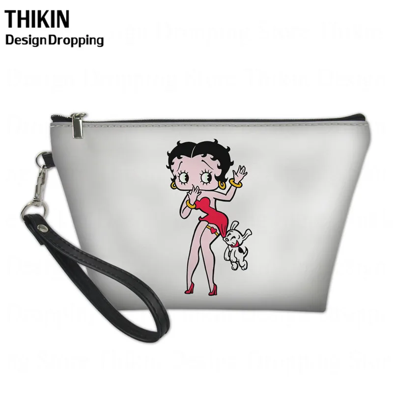 Женские сумки для макияжа с принтом THIKIN Betty Boop, вместительный косметический Чехол, органайзер для путешествий, косметичка, косметичка, чехол для макияжа - Цвет: as picture